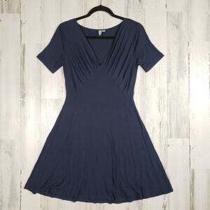 ASOS Navy Blue Lightweight Knit V-Neck Mini A-Line Dress Women's Size US 6